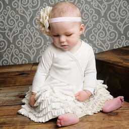 ليمون لافز لاييت-فستان كشكش قطن بيما لون عاجي للمولودات | Childrensalon Outlet