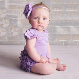 Lemon Loves Layette-Baby Girls Lilac Pima Cotton Shortie  | Childrensalon Outlet