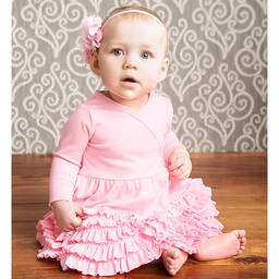 ليمون لافز لاييت-فستان كشكش قطن بيما لون زهري للمولودات | Childrensalon Outlet