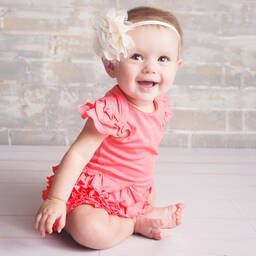 Lemon Loves Layette-Baby Girls Pink Pima Cotton Shortie  | Childrensalon Outlet