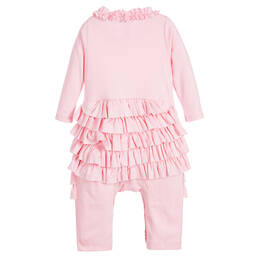 Lemon Loves Layette-Baby Girls Pink Ruffle 'Lulu' Romper Suit | Childrensalon Outlet