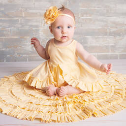 Lemon Loves Layette-Baby Girls Yellow Pima Cotton Shortie | Childrensalon Outlet