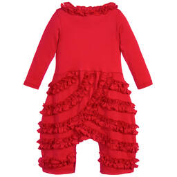 Lemon Loves Layette-أوفرول رومبر قطن بيما لون أحمر للمولودات | Childrensalon Outlet