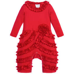 Lemon Loves Layette-أوفرول رومبر قطن بيما لون أحمر للمولودات | Childrensalon Outlet