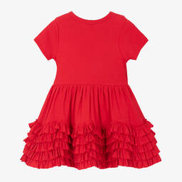 ليمون لافز لاييت-فستان كشكش قطن بيما لون أحمر | Childrensalon Outlet