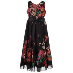 Lesy-Black Floral Print Long Dress | Childrensalon Outlet