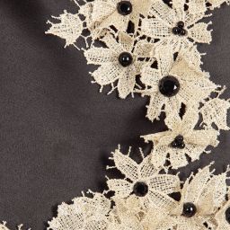 Lesy Люкс-Black Satin & Gold Floral Lace Dress | Childrensalon Outlet