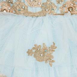 Lesy Luxury-Blue Tulle & Gold Lace Dress | Childrensalon Outlet