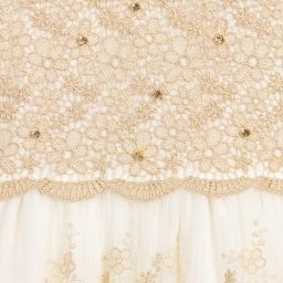Lesy-Girls Gold & Ivory Lace Dress | Childrensalon Outlet