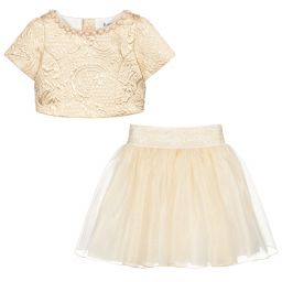 Lesy-Girls Gold Skirt Set | Childrensalon Outlet