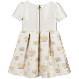 Lesy-Girls Ivory & Gold Dress  | Childrensalon Outlet