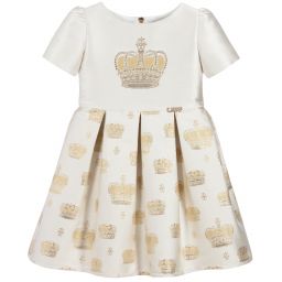 Lesy-Girls Ivory & Gold Dress  | Childrensalon Outlet
