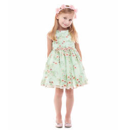 Lesy-Green Embroidered Tulle Dress | Childrensalon Outlet
