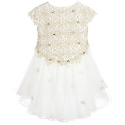 Lesy Luxury-Ivory & Gold Lace Dress | Childrensalon Outlet