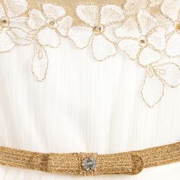 Lesy-Ivory & Gold Tulle Dress | Childrensalon Outlet