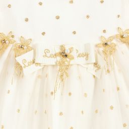Lesy-Ivory & Gold Tulle Dress | Childrensalon Outlet