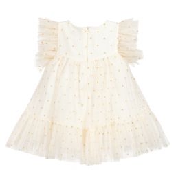Lesy-Ivory & Gold Tulle Dress | Childrensalon Outlet