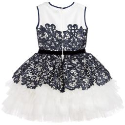 Lesy Люкс-Luxury Blue Sequin Lace & Ivory Tulle Dress  | Childrensalon Outlet