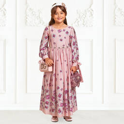 Lesy-Pink Satin Long Dress | Childrensalon Outlet