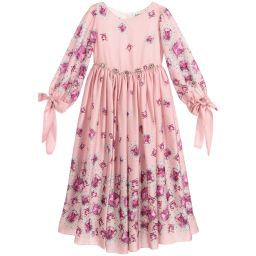 Lesy-Pink Satin Long Dress | Childrensalon Outlet