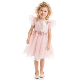 Lesy-Pink Tulle & Diamanté Dress | Childrensalon Outlet