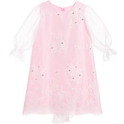 Lesy-Pink & White Lace Dress | Childrensalon Outlet