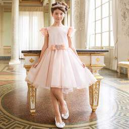 Lesy-Rose Gold Sparkly Tulle Dress | Childrensalon Outlet