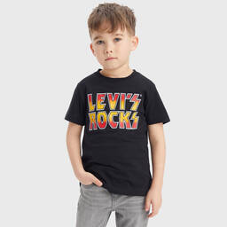Levi's-Boys Black Organic Cotton Slogan T-Shirt | Childrensalon Outlet