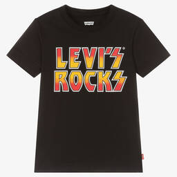 Levi's-Boys Black Organic Cotton Slogan T-Shirt | Childrensalon Outlet