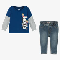 Levi's-Boys Blue Cotton Top & Trouser Set | Childrensalon Outlet