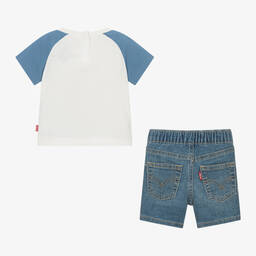 Levi's-Boys Blue Denim Shorts Set | Childrensalon Outlet