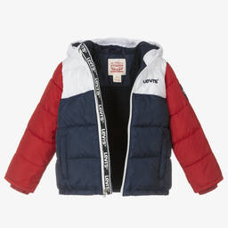 Levi's-Boys Blue & Red Colourblock Puffer Jacket | Childrensalon Outlet