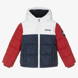 Levi's-Boys Blue & Red Colourblock Puffer Jacket | Childrensalon Outlet