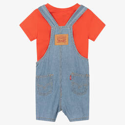 Levi's-Boys Cotton T-Shirt & Dungaree Shorts Set | Childrensalon Outlet