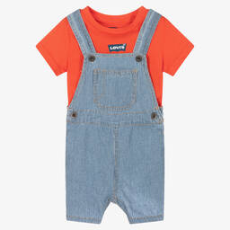 Levi's-Boys Cotton T-Shirt & Dungaree Shorts Set | Childrensalon Outlet