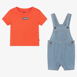 Levi's-Boys Cotton T-Shirt & Dungaree Shorts Set | Childrensalon Outlet