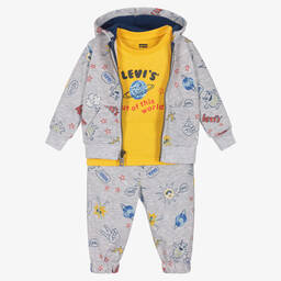 Levi's-Boys Grey & Yellow Tracksuit Set | Childrensalon Outlet