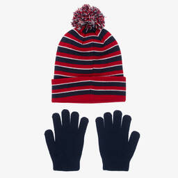 Levi's-Шапка в красно-синюю полоску и синие перчатки | Childrensalon Outlet