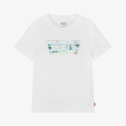 Levi's-Boys White Ocean Wave Tee | Childrensalon Outlet