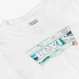 Levi's-Boys White Ocean Wave Tee | Childrensalon Outlet