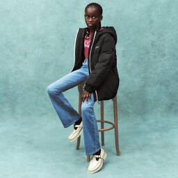 ليفايز-معطف بافر مقاوم للماء لون أسود للبنات | Childrensalon Outlet