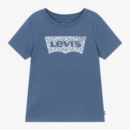 Levi's-Girls Blue Cotton Batwing T-Shirt | Childrensalon Outlet