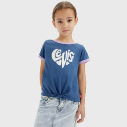 Levi's-Girls Blue Cotton Logo T-Shirt | Childrensalon Outlet