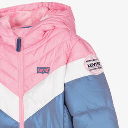 Levi's-Girls Blue & Pink Puffer Jacket | Childrensalon Outlet