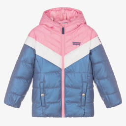 Levi's-Girls Blue & Pink Puffer Jacket | Childrensalon Outlet