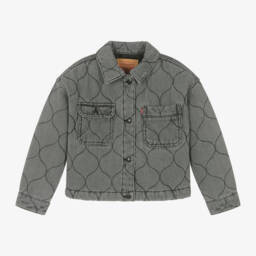 Levi's-Girls Charcoal Padded Denim Jacket | Childrensalon Outlet