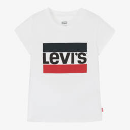 Levi's-Girls Cotton Logo Tee in Pure White | Childrensalon Outlet