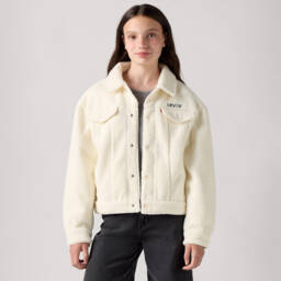 Levi's-Girls Cream Sherpa Fleece Coat | Childrensalon Outlet
