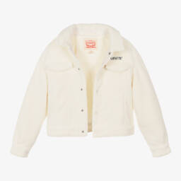 Levi's-Girls Cream Sherpa Fleece Coat | Childrensalon Outlet