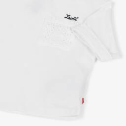 Levi's-Girls Elegant White Broderie Tee | Childrensalon Outlet